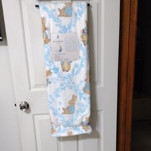 Peter Rabbit Fleece Blanket with Blue and White Design